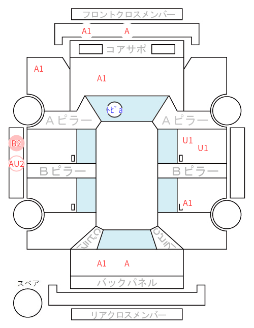 Body condition diagram (damage marks, Japanese labels)