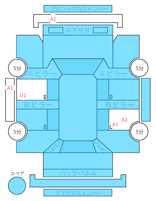 Body condition diagram (damage marks, Japanese labels)