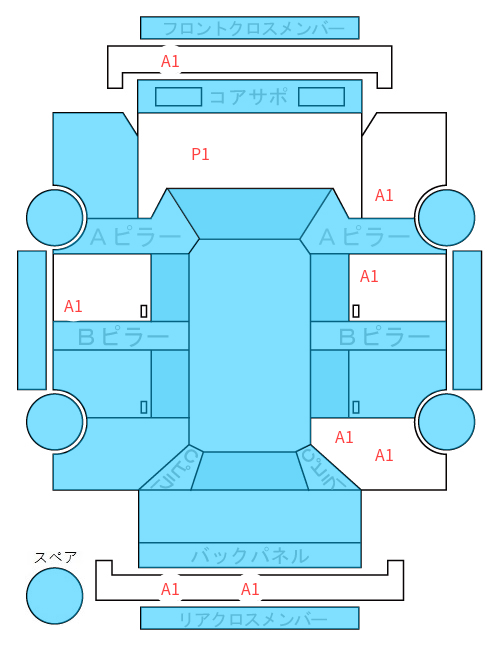 Body condition diagram (damage marks, Japanese labels)