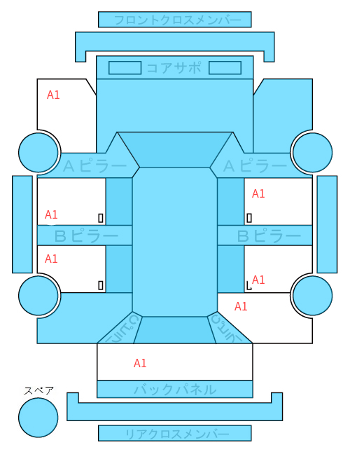 Body condition diagram (damage marks, Japanese labels)