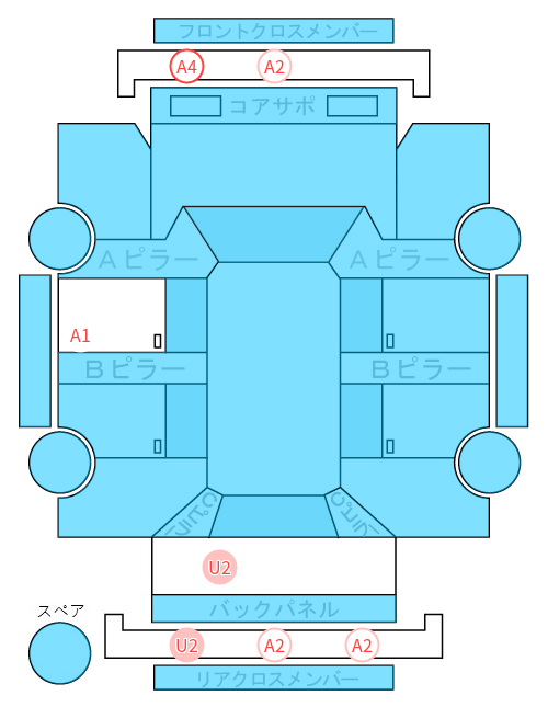 Body condition diagram (damage marks, Japanese labels)
