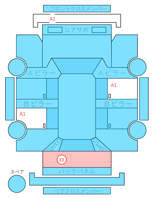 Body condition diagram (damage marks, Japanese labels)