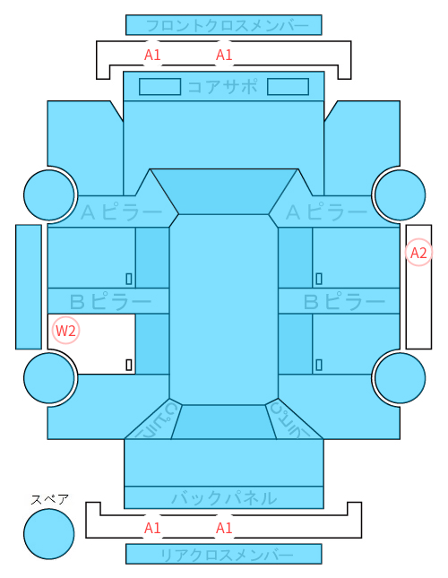 Body condition diagram (damage marks, Japanese labels)