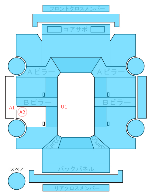 Body condition diagram (damage marks, Japanese labels)