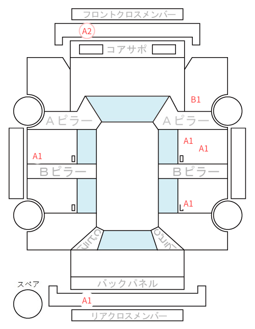 Body condition diagram (damage marks, Japanese labels)