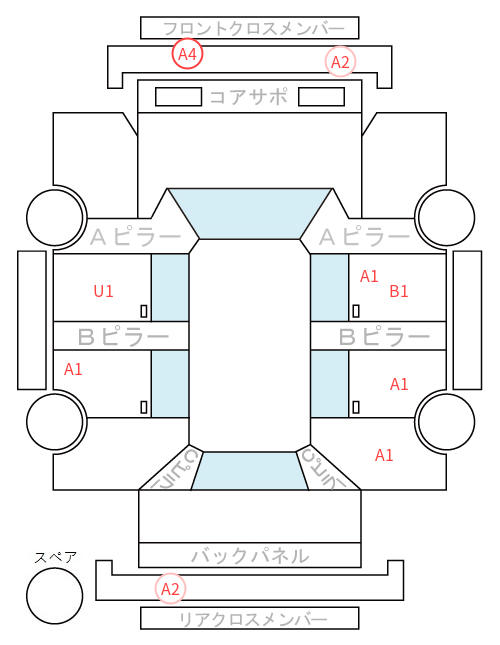 Body condition diagram (damage marks, Japanese labels)