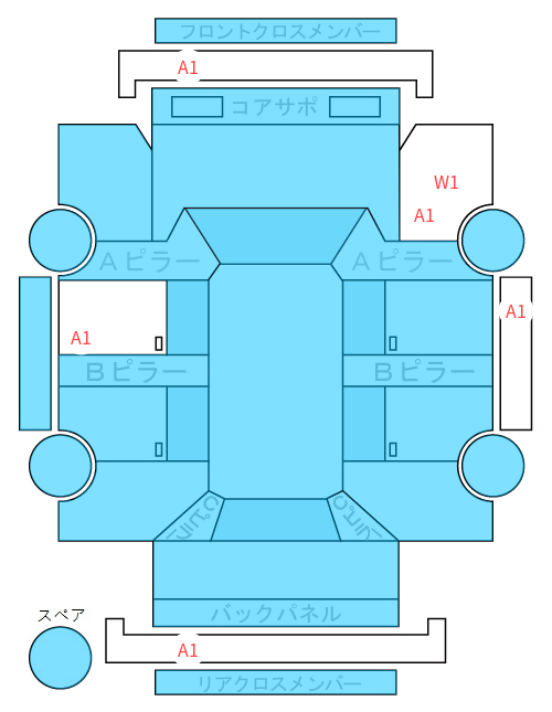 Body condition diagram (damage marks, Japanese labels)