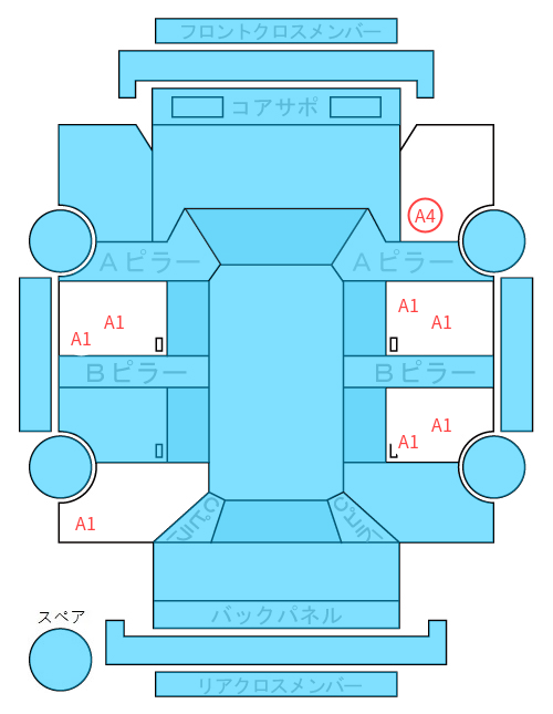 Body condition diagram (damage marks, Japanese labels)