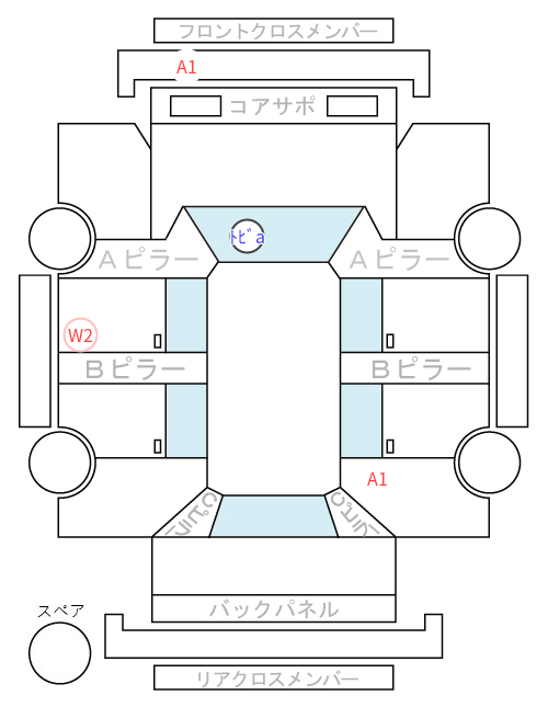 Body condition diagram (damage marks, Japanese labels)