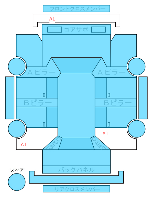 Body condition diagram (damage marks, Japanese labels)