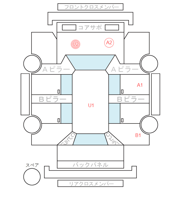 Body condition diagram (damage marks, Japanese labels)