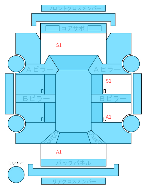 Body condition diagram (damage marks, Japanese labels)