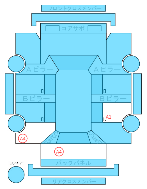 Body condition diagram (damage marks, Japanese labels)