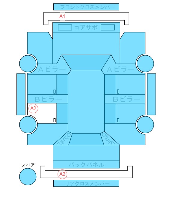 Body condition diagram (damage marks, Japanese labels)