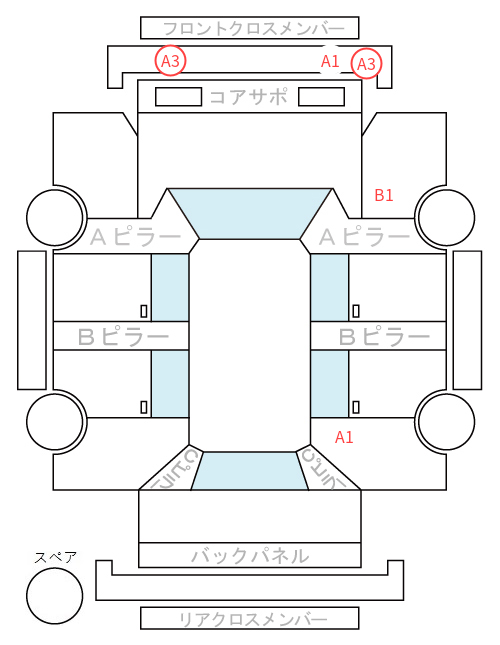 Body condition diagram (damage marks, Japanese labels)