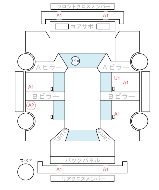 Body condition diagram (damage marks, Japanese labels)