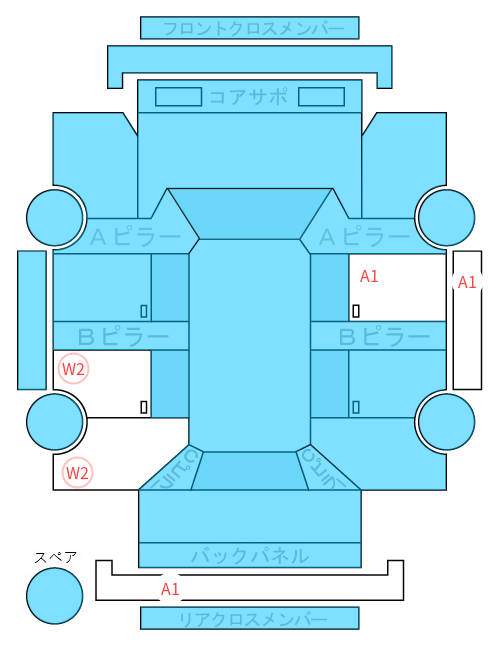 Body condition diagram (damage marks, Japanese labels)