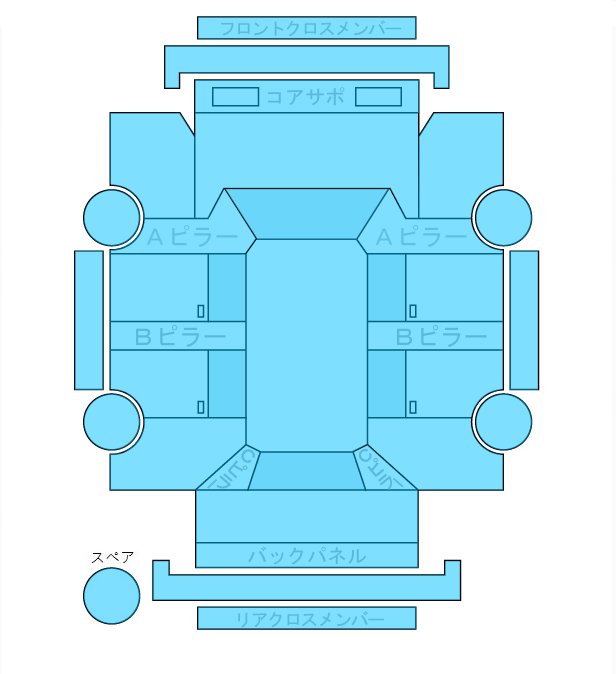 Body condition diagram (damage marks, Japanese labels)
