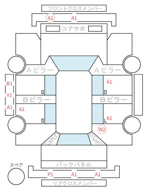 Body condition diagram (damage marks, Japanese labels)