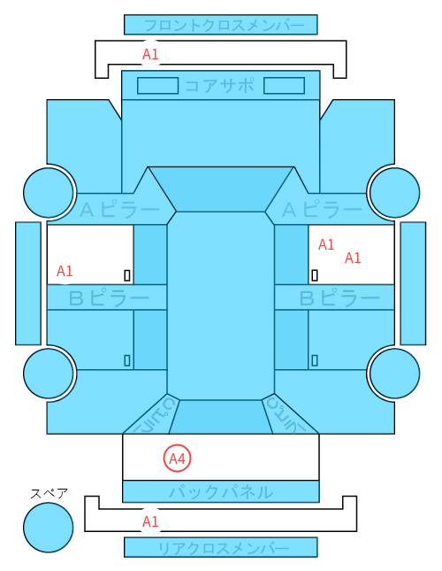 Body condition diagram (damage marks, Japanese labels)
