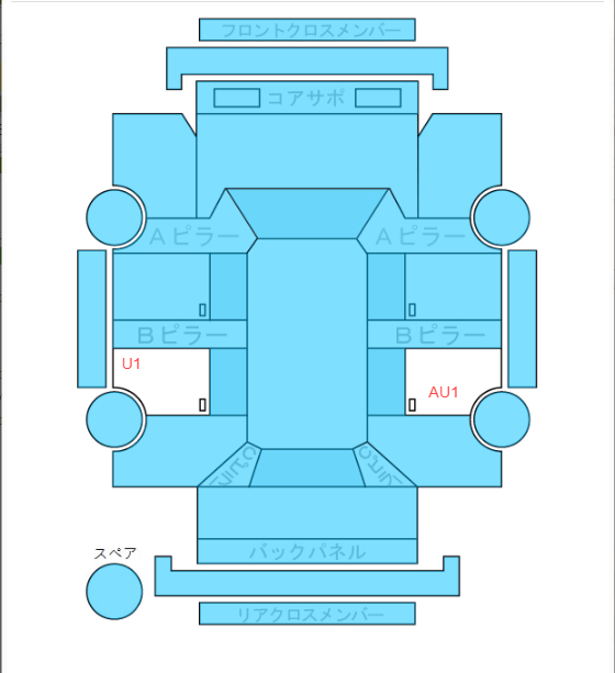 Body condition diagram (damage marks, Japanese labels)