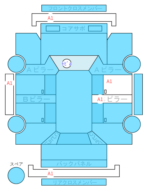 Body condition diagram (damage marks, Japanese labels)