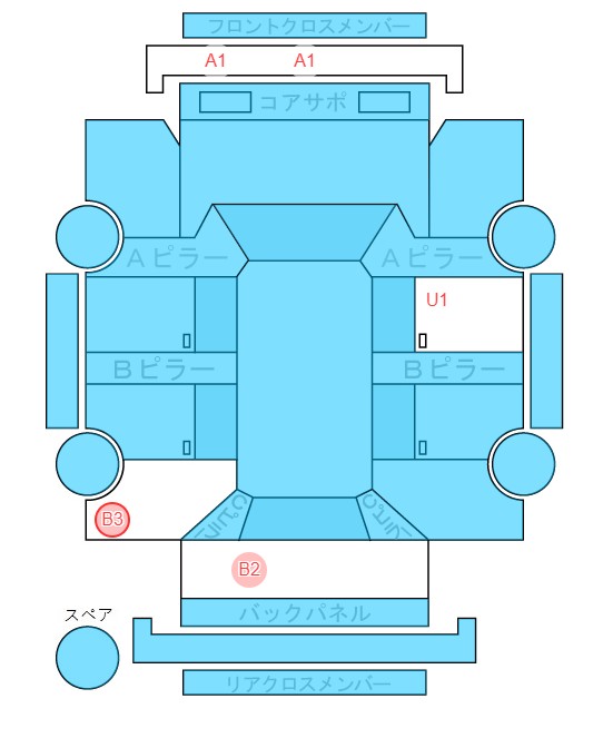 Body condition diagram (damage marks, Japanese labels)
