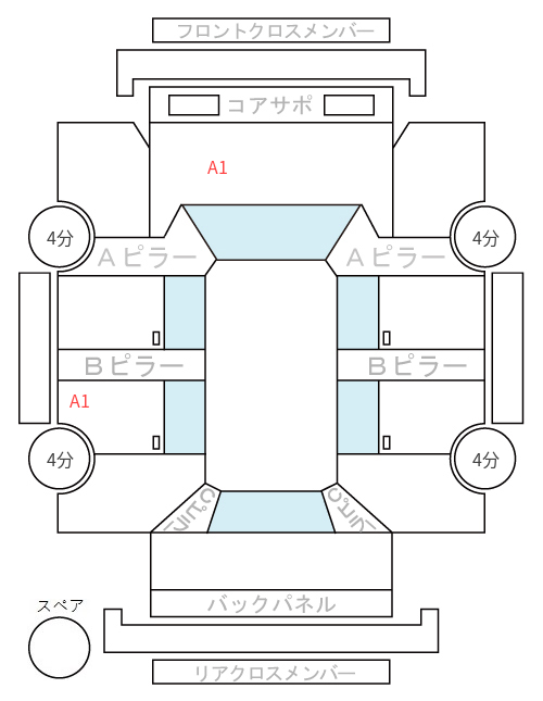 Body condition diagram (damage marks, Japanese labels)