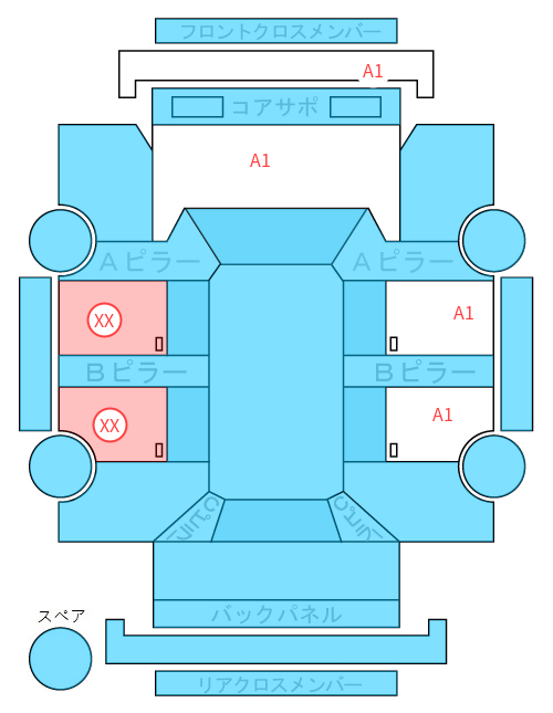 Body condition diagram (damage marks, Japanese labels)