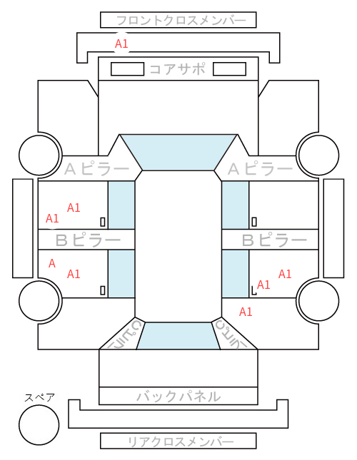 Body condition diagram (damage marks, Japanese labels)