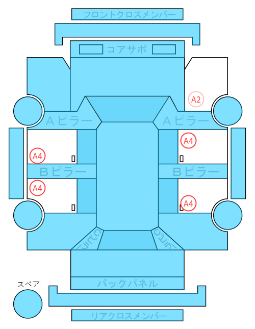 Body condition diagram (damage marks, Japanese labels)