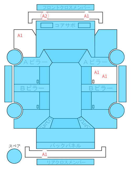 Body condition diagram (damage marks, Japanese labels)
