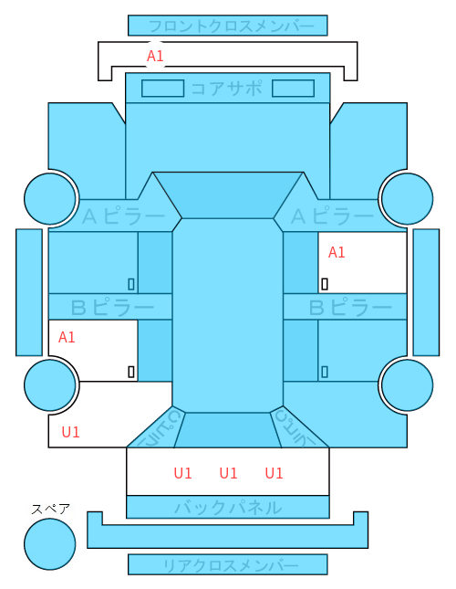 Body condition diagram (damage marks, Japanese labels)