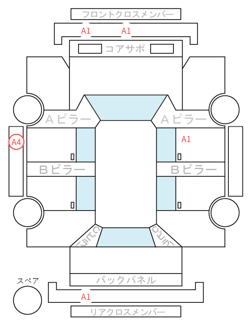 Body condition diagram (damage marks, Japanese labels)