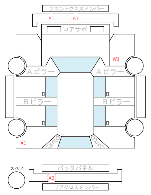 Body condition diagram (damage marks, Japanese labels)