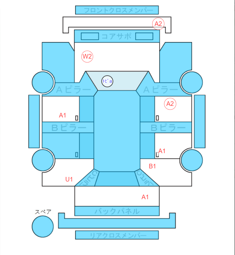 Body condition diagram (damage marks, Japanese labels)