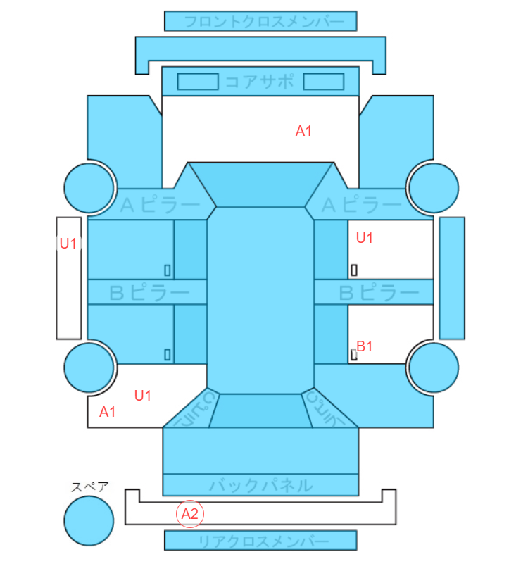 Body condition diagram (damage marks, Japanese labels)