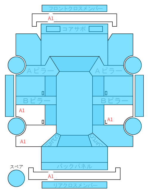 Body condition diagram (damage marks, Japanese labels)
