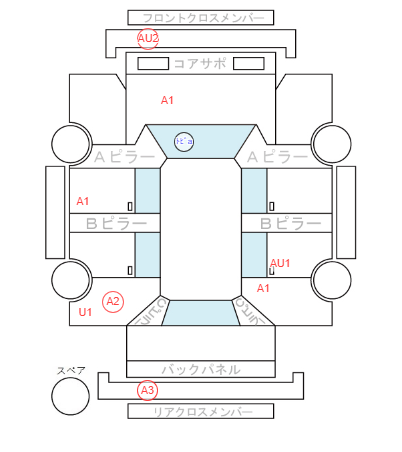 Body condition diagram (damage marks, Japanese labels)