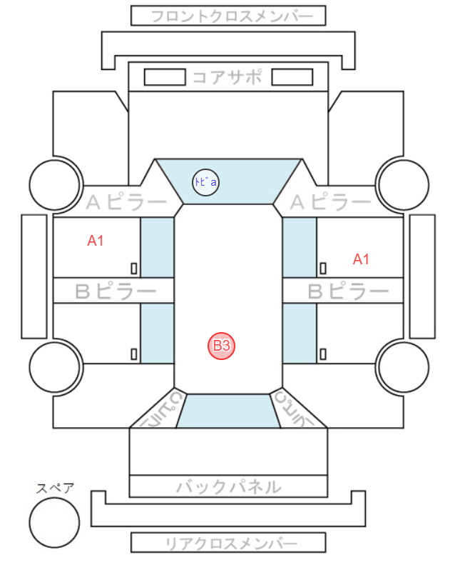 Body condition diagram (damage marks, Japanese labels)