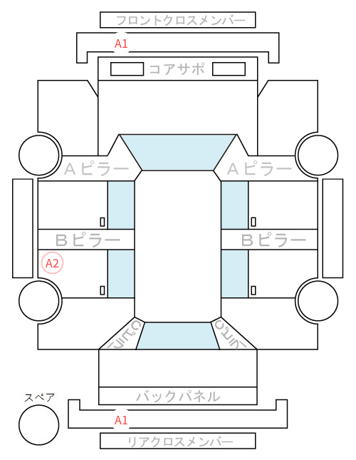 Body condition diagram (damage marks, Japanese labels)