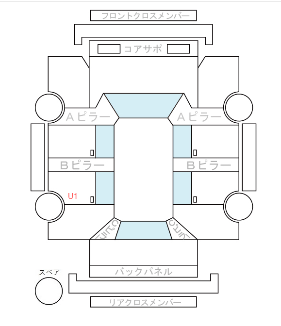 Body condition diagram (damage marks, Japanese labels)