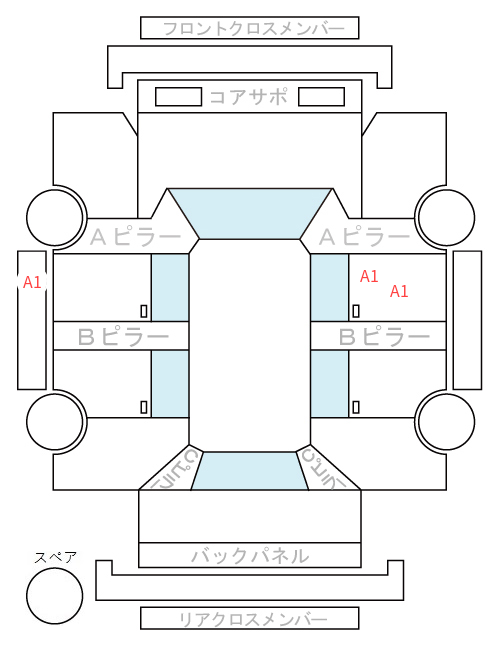 Body condition diagram (damage marks, Japanese labels)