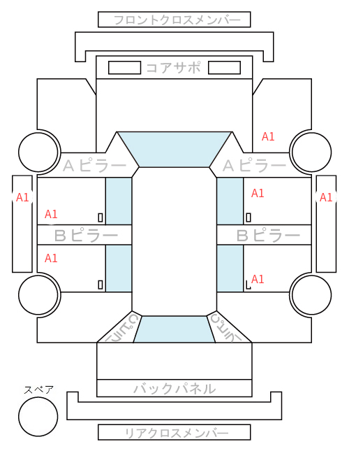 Body condition diagram (damage marks, Japanese labels)