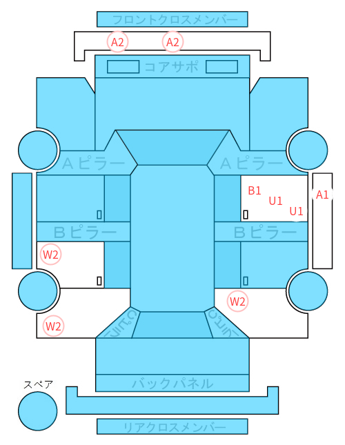 Body condition diagram (damage marks, Japanese labels)