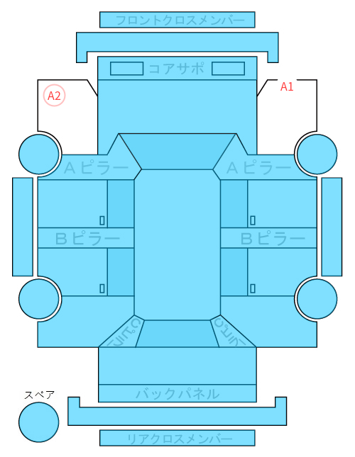 Body condition diagram (damage marks, Japanese labels)