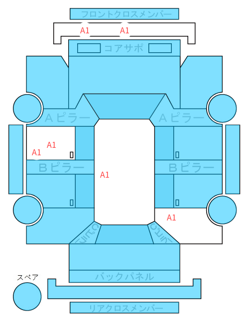 Body condition diagram (damage marks, Japanese labels)