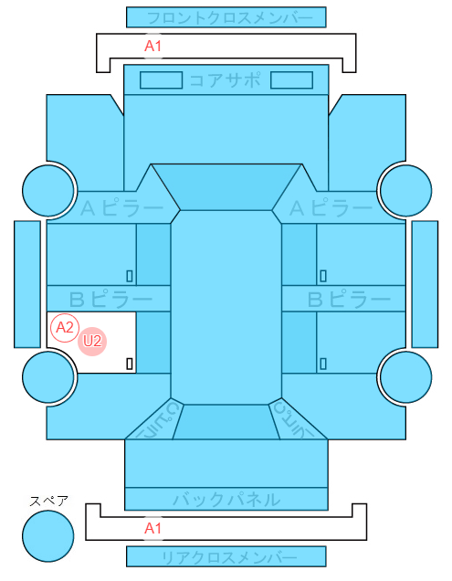 Body condition diagram (damage marks, Japanese labels)
