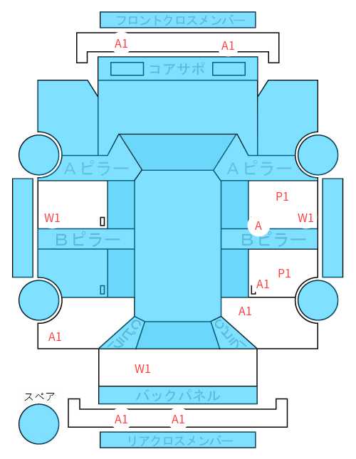 Body condition diagram (damage marks, Japanese labels)