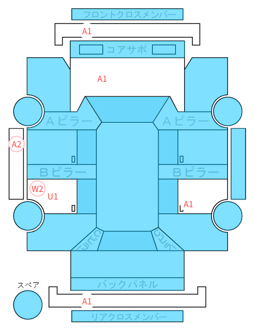 Body condition diagram (damage marks, Japanese labels)